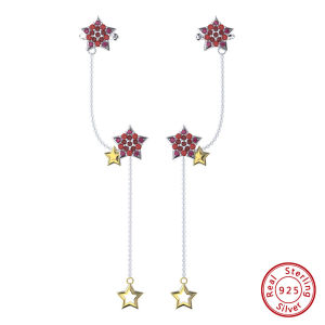 Kemstone 925 Sterling Silver Star Cubic Zirconia Stud Earrings Clip for Womens Ring Pendant Necklace Jewelry