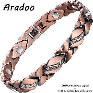 Aradoo | ARADOO Heart-shaped Pure Copper Bracelet for Women Magnetic Wristband Jewelry Gifts