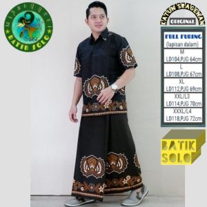 Baju Batik Pria Dewasa Batik Pria Lengan Panjang Lengan pendek Setelan Sarung Celana Cowok Batik Pria Murah Terbaru Casual Formal Full Furing Batik Wisanggeni Solo Motif Gordo Hitam