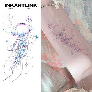 สติกเกอร์รอยสักชั่วคราว INKARTLINK กันน้ำ พิมพ์สี ลายแมงกะพรุน อุปกรณ์ปาร์ตี้รอยสักชั่วคราว สติกเกอร์ DIY
