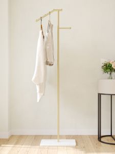 Nordic Style Space Saving Floor Mounted Coat Rack for Living Room And Bedroom Simple Modern Iron Material Mobile Shelf