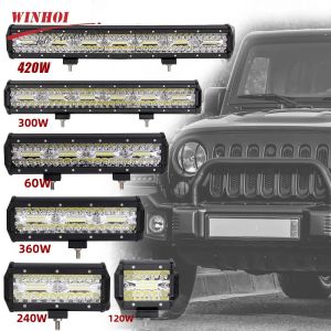 Thanh Đèn LED Siêu Sáng Làm Việc Đa Năng 12-24V Kết Hợp Chiếu Xa Và Chiếu Gần Dùng Cho Máy Kéo Thuyền Xe Địa Hình Xe Tải SUV - 7/9/12/15/17/20 Inch