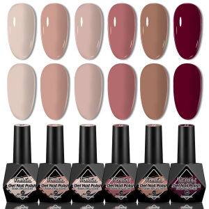 ชุดยาทาเล็บเจลสีชมพู - ชุดยาทาเล็บเจลสำหรับทุกฤดูกาล 6 ชิ้น ยาทาเล็บเจลยูวี ปราศจากสารก่อภูมิแพ้ ผิวมันวาว - เหมาะสำหรับ Na