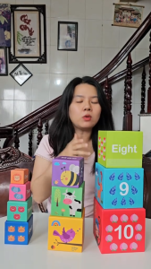 Tháp Xếp Chồng Bụng Bự Đồ Chơi gỗ Hình Khối Cho Bé 1-5 Tuổi