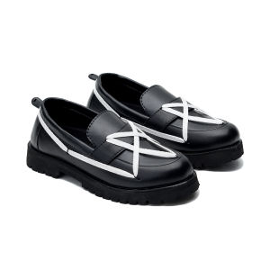 Edefootwear VICTORI - Sepatu Slip on Loafers Kulit Tali Hitam Pria Wanita
