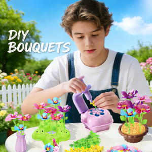 HYES Kids DIY Flower Bouquet Kit Educational Crafts Set DIY Flower Arrangement Childrens Toy Make Own Gift for Birthday Holiday