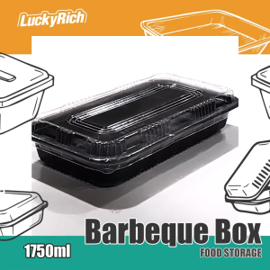 LuckyRich - Barbeque Box 1750ml  Bento Box with lid cover 50pcs  (Microwavable) food storage