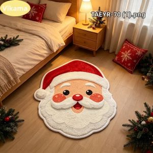 VIKAMA Giáng Sinh Ông Già Noel Hình Thảm Lông Mềm Mại Chống Trơn Trượt Mặt Hoạt Hình Thảm Trải Sàn Cho Phòng Ngủ Ngày Lễ Trang Trí Nhà Cửa