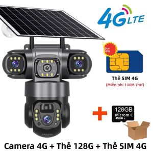 Camera IP 4G Năng Lượng Mặt Trời Với 3 Ống Kính Zoom 10X Phát Hiện Chuyển Động PIR Chống Nước Tầm Nhìn Ban Đêm 12MP Camera An Ninh CCTV Cho Giám Sát Trong Nhà/ngoài Trời