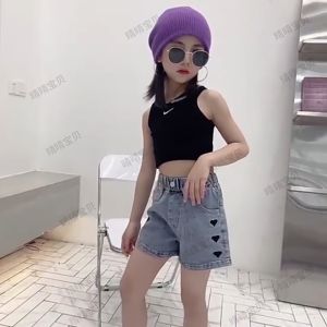 Denim Shorts for Kids Girl Maong Short Jeans High Quality Thin Summer New Korean Style Hot Jeans Short Casual Pants Kid Girl Soft Fashion 7-16yrs
