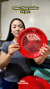 24Pcs 10inch Pretty Thick Paper Plate Holder Foil Plate Holder Oil-Proof Paper Tray Rack -#018
