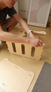 Wood Cat House With Scratcher Cat Assemblable Wooden Board Bed Funny w/ Scratching Pad Kitten Rest Room