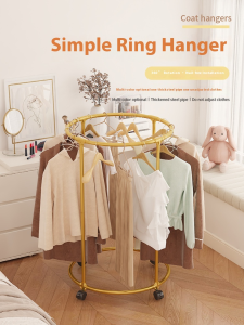 Clothes Rack Clothes Drying Rack Metal Clothing Stand Rotating Rack with Wheels Floor Standing Rack Circular Tower Rack Coat Shelf Movable Clothing Organizer Shelf for Bedroom Laundry Room