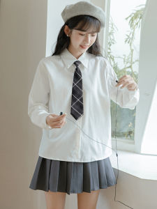 Womens Fleece Lined Thickened Long Sleeve Uniform Style Shirt College Fashion Brushed Inner Wear Autumn Winter New Arrival