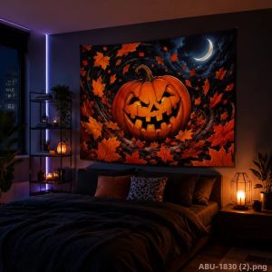 VIKAMA Halloween Bí Ngô Tấm Thảm Phong Cách Đen Tối Polyester Treo Tường Cho Hiên Nhà Phòng Ngủ Ký Túc Xá Đảng Ảnh Nền Trang Trí