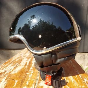 Helm Jungli Vespa Black Gloss Trim Chrome
