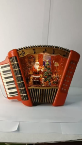 #24095 Snow Globe Lantern Piano Swirling Glitter Water Lantern with Timers Musical Home Decoration