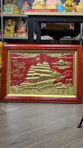 Tranh Thuận Buồm Xuôi Gió Bằng Đồng Khung Gỗ Ngang 70cm Cao 50cm