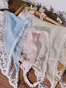 Korean Sweet Lace Plaid Triangle Scarf Headband & Hair Accessories