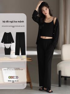 MiiOW | Bộ đồ ngủ mỏng gợi cảm có đệm ngực Catman Bộ đồ ngủ dài tay quần dài có khóa kéo thời trang mùa hè 2024