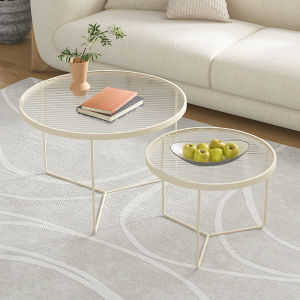 Scandinavian round Changhong Glass Coffee Table Small Apartment Living Room Home Combination Size round Sofa Ins Style Small Table