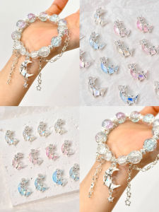 Handmade Moon Pendant Necklace Bracelet DIY Jewelry Accessories Sparkling Silver Plated Alloy Beads for Fashion Accessories