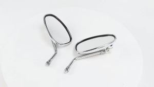 JNYD Chrome Universal 10mm Motorcycle Rearview Mirrors Motocross Scooter E-bike Racing Motorbike Side Mirror Rear View Accessory