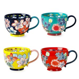 OMK American Hand-สีใต้เคลือบ500ML ถ้วยใส่อาหารเช้าแก้วกาแฟเซรามิคบรรจุภัณฑ์กล่องของขวัญ