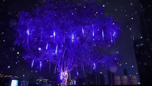 Đèn LED Năng Lượng Mặt Trời Chống Nước Ngoài Trời Dây Đèn Mưa Sao Băng Trang Trí Vườn Cổ Tích Giáng Sinh Đám Cưới Mái Hiên Kèm Pin 3.7V