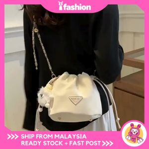 iFASHION 2057 READY STOCK Fashion Drawstring Mini Mobile Phone Bag Simple Lovely Bucket Bag Student Shoulder Crossbody Bag