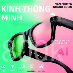 Kính Thông Minh AI 800W Dành Cho Nam Kính Râm Đổi Màu Hỗ Trợ Dịch Thuật Quay Video Ảnh Chống Nước Gọi Bluetooth Camera 8MP