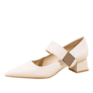 Black Mary Jane High Heels Womens New 2025 Pointed Toe Elegant Small Fragrance Style Thick Heel Comfortable Shoes Not Tired Feet