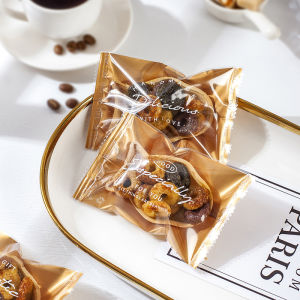 ถุงบรรจุปลาข้าวเหนียวหนาพิเศษถุงคุกกี้อัลมอนด์คาราเมลถุงปิดผนึกสีทองแบบใสขนมตังเมขนมนมกรอบ