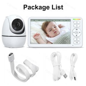 6 Video Baby Monitor PTZ Home Security Cam Night Vision Two Way Audio No WiFi Kids Surveillance Camera With Temperture Display