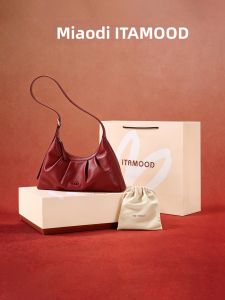 ITAMOOD | Red Genuine Leather Hobo Crossbody Bag