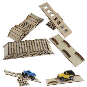 4PCS RC Wooden Bridge Obstacle Set DIY Steep Slope Desktop Simulation Course for 1/36 Scale RC Crawler Car Accessories