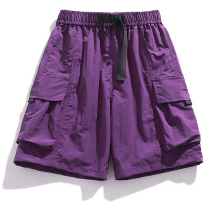 Skateboard Shorts Women Summer Casual Loose Shorts With Belt Men Large Pocket Cargo Shorts Breathable Bermuda Straight Shorts