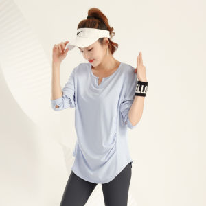 plus Size Fitness Clothes Womens Loose Long Sleeve Yoga Tops Breathable Moisture Wicking High Elasticity Autumn Winter Sportswear