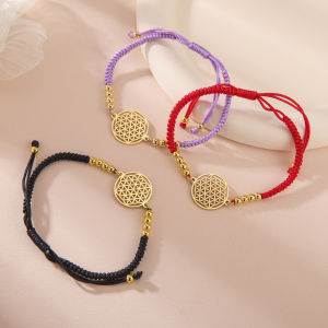 Skyrim Amulet Mandala Flower of Life Charm Bracelet Stainless Steel Beads Rope Bracelets Sacred Geometry Jewelry Gifts for Women