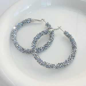 Retro Hong Kong Style Full Diamond Super Shiny Luxury Large Earrings Women 2025 New Hot Advanced Sensation Feminine Earrings