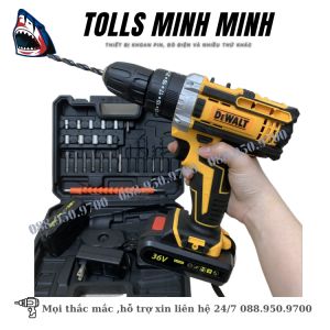 Máy Khoan Pin Dw 36V 3 Chức Năng Có Búa 2 Pin Chuẩn 5 Cell Kèm Bộ Phụ Kiện 24 Chi Tiết