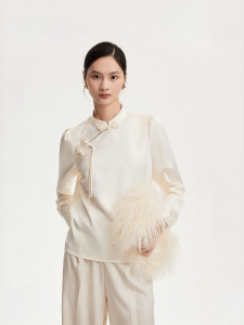 Vero Moda | New Autumn Traditional Chinese Style Lustrous Dark Stripe Womens Blouse