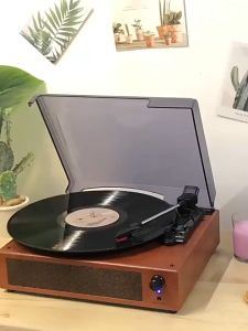 Bluetooth speaker retro phonograph gramophone vinyl record player turntable playback headphone output RCA audio output 33/45/78RPM