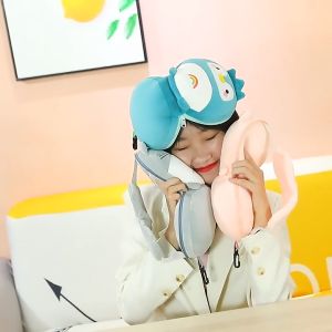 Multifunctional 2 in 1 Travel Neck Pillow & Eye Mask for Airplane Train Travel Accessories Comfortable Pillow for Sleeping