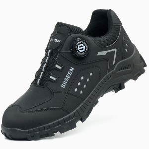 Mens Steel Head Safety Shoes Puncture And Smash Resistant Lightweight Sole Breathable Upper for Outdoor Workshop Work Shoes
