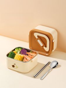 Food Grade Stainless Steel Microwave Safe Lunch Box Durable Meal Container Single Compartment 600ml for Office Workers