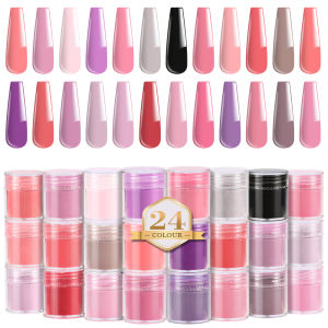 24Colors/Set Professional Nail Acrylic Powder Pink/Nude/Red Polymer for Nails Extension 3D Tips Carving French Dipping Powder *&