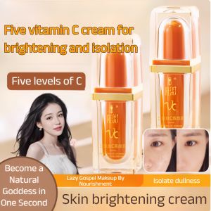 【Natural Brightening Without Fake Whitening】Hot Selling Five Vitamin C Bare Face Cream Brightens Isolates and Conceals Naturally Without Fake White Official Genuine Product五重维C素颜霜