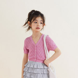 LOVESASAKIDS | Love Hollow BM Style V-Neck Lightweight Knit Cardigan
