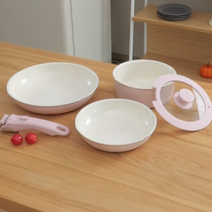 Frying Pan Set Kaisa Villa with Removable Handle Ceramic Camping Frying Pan Non-Stick - Keimav